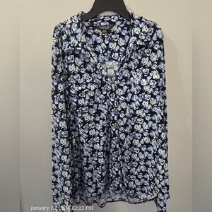 Ralph Lauren Blue and White Floral Button Down Shirt
